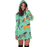 Colorful Horses Pattern Women'S Hoodie Dress