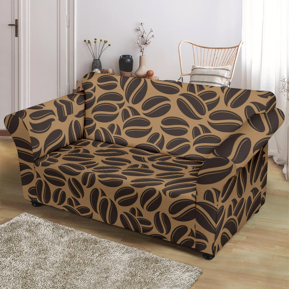 Coffee Bean On Brown Background Loveseat Couch Slipcover