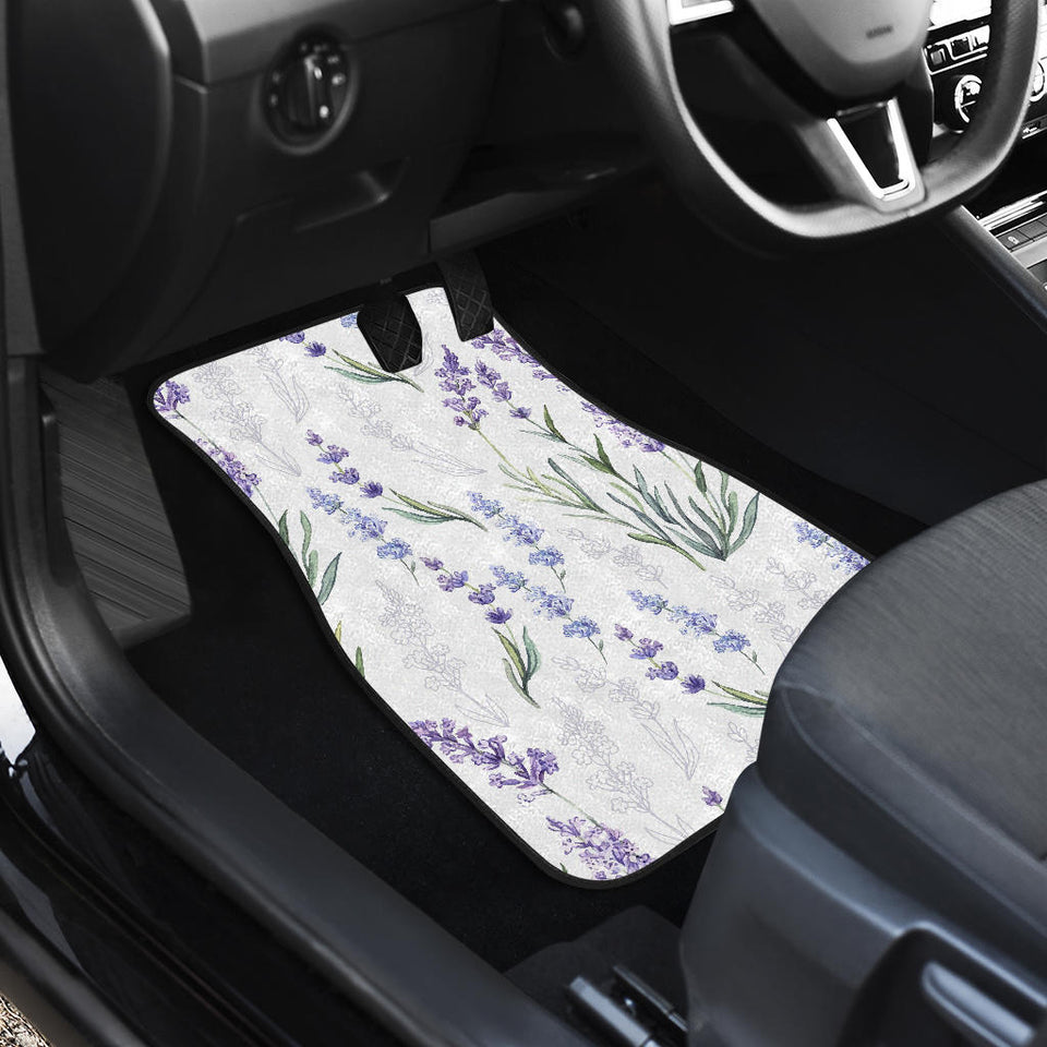 Hand Painting Watercolor Lavender Front And Back Car Mats