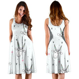 Cute Goat Design Pattern Sleeveless Midi Dress
