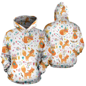 Cute Tribal Fox Pattern Men Women Pullover Hoodie