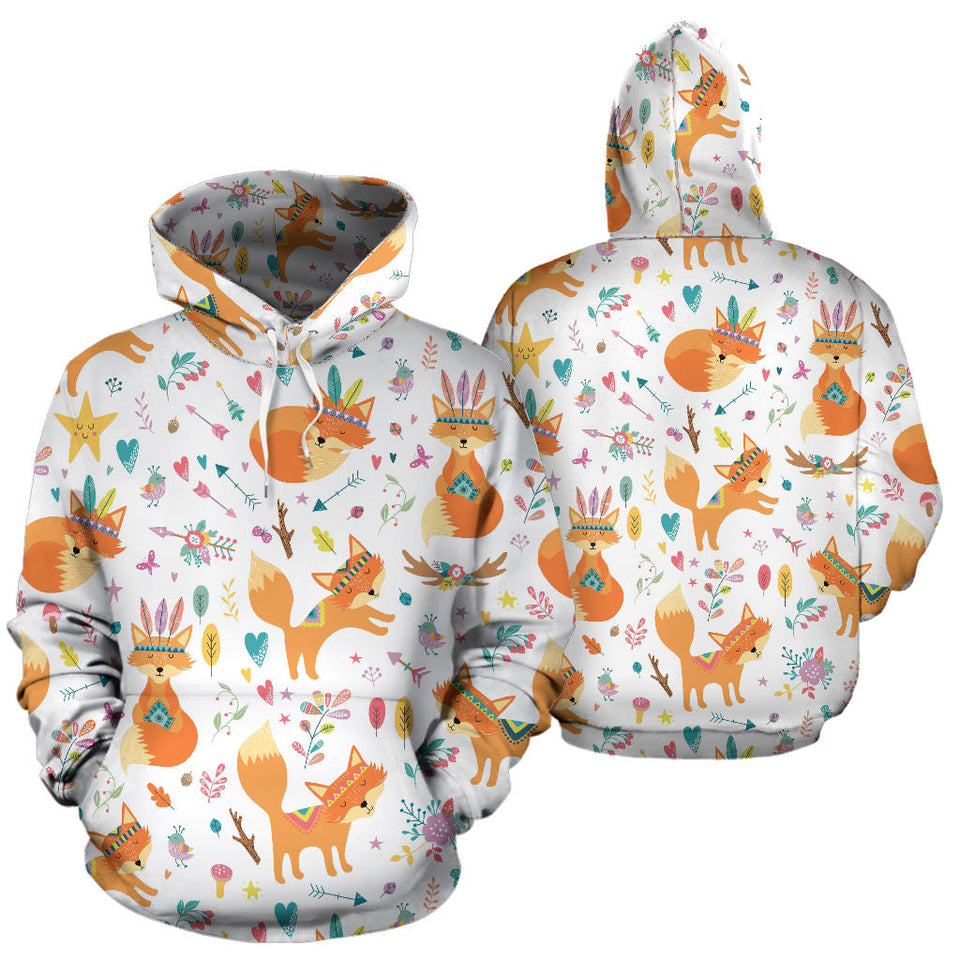Cute Tribal Fox Pattern Men Women Pullover Hoodie