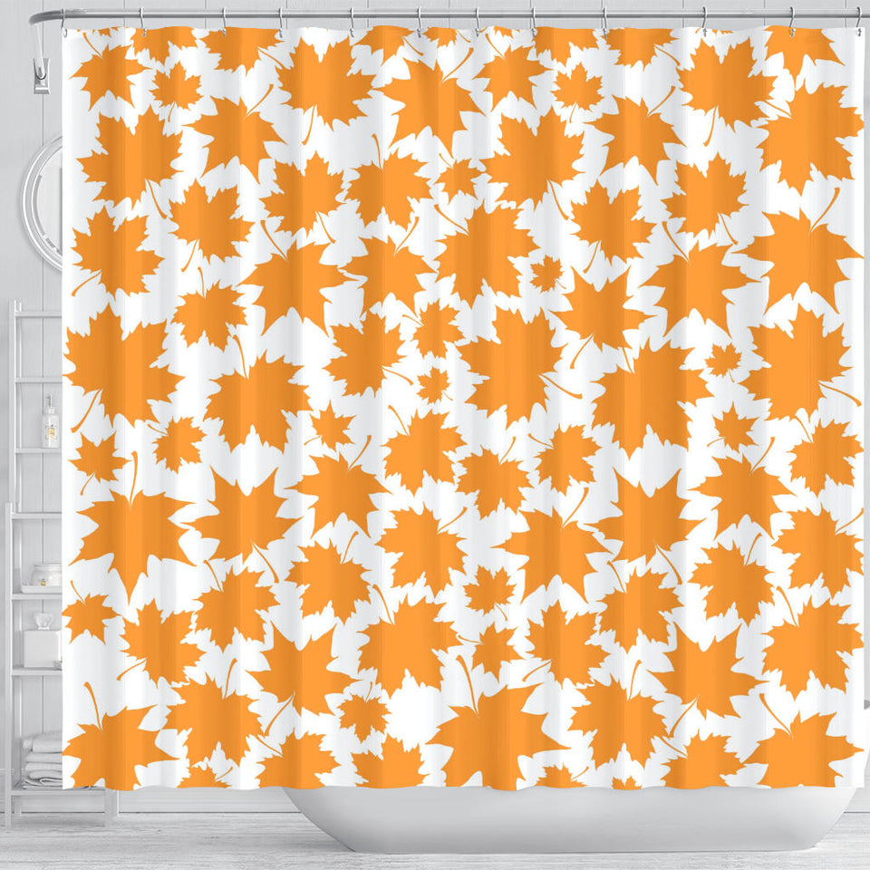Orange Maple Leaf Pattern Shower Curtain Fulfilled In US