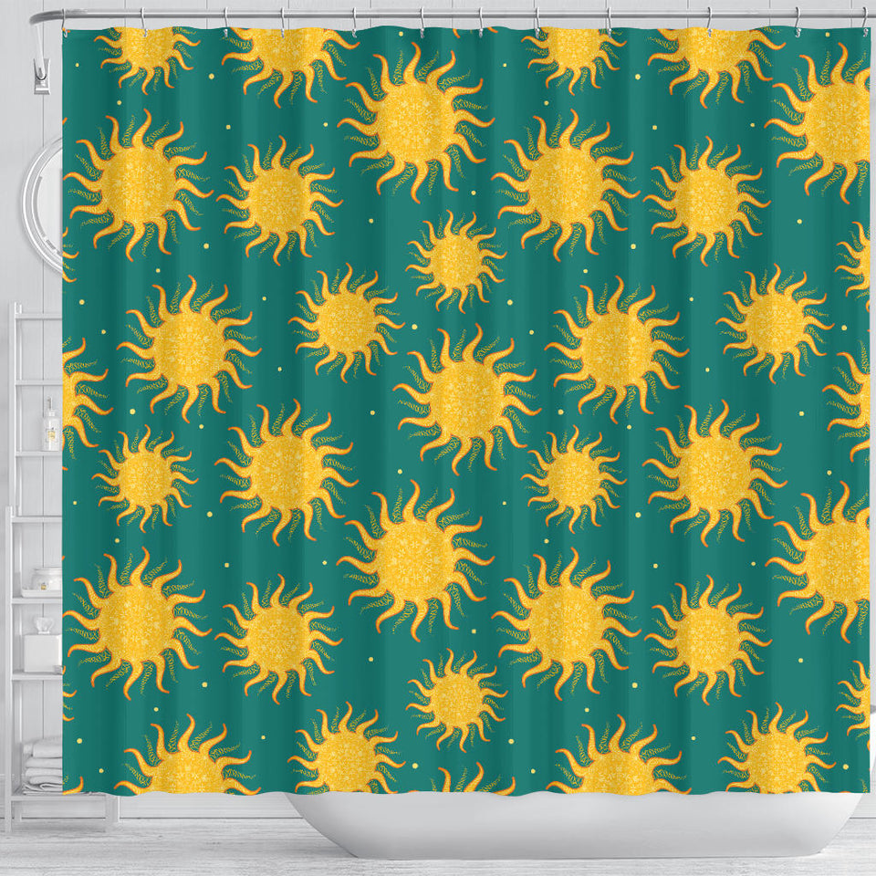 Sun Green Background Shower Curtain Fulfilled In US