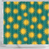 Sun Green Background Shower Curtain Fulfilled In US