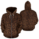Coffee Bean Pattern Zip Up Hoodie