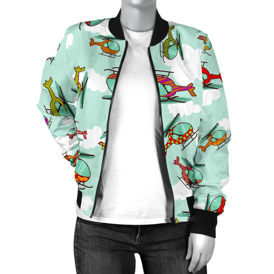 Helicopter Design Pattern Women'S Bomber Jacket