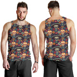 Sugar skulls flower maxican pattern Men Tank Top