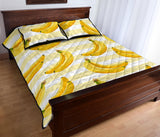 Banana pattern blackground Quilt Bed Set