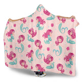 Cute Little Mermaid Pattern Hooded Blanket