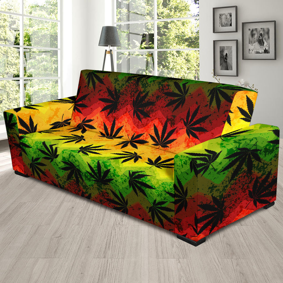 Canabis Marijuana Weed Pattern Print Design 03 Sofa Slipcover