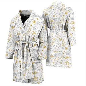 Christmas Tree Christmas Element Silver Gold Pattern Men'S Bathrobe