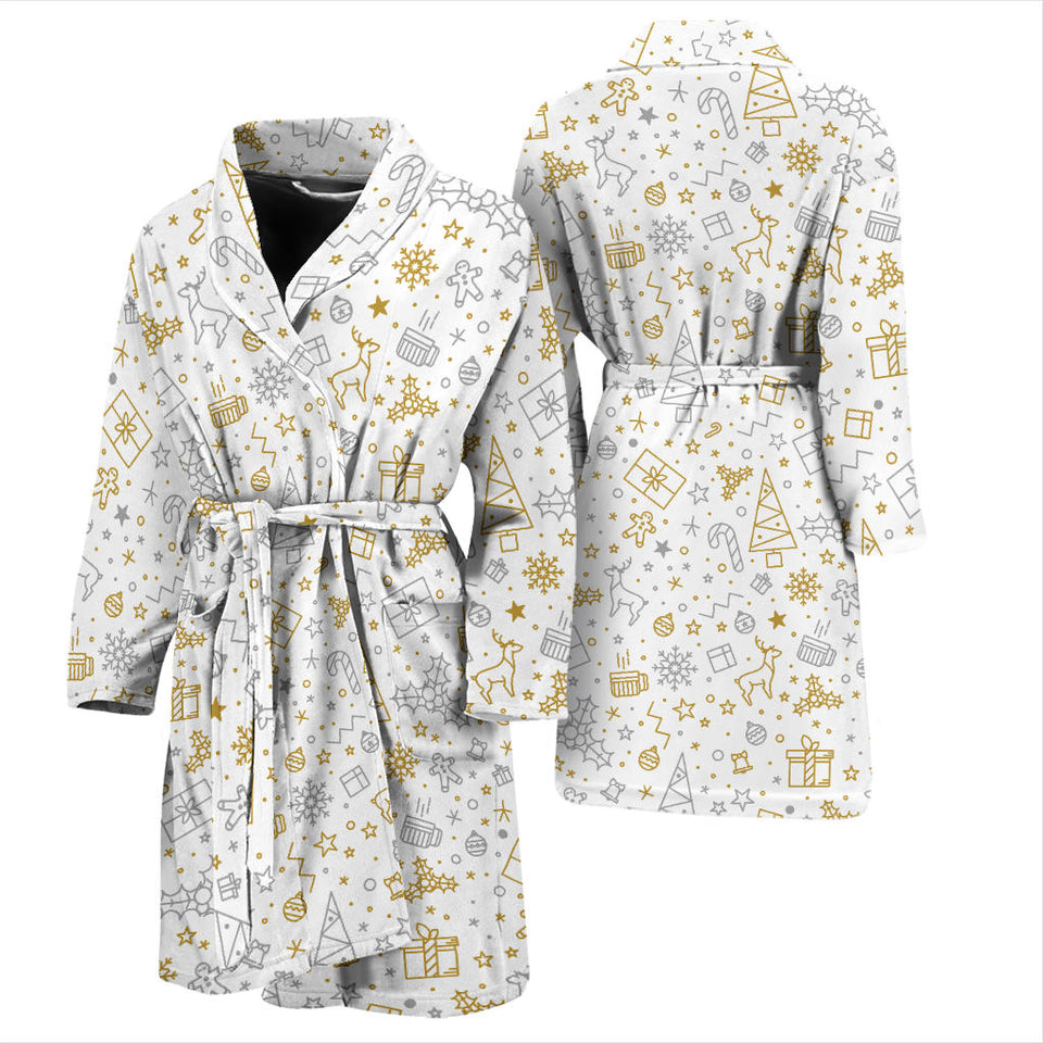 Christmas Tree Christmas Element Silver Gold Pattern Men'S Bathrobe