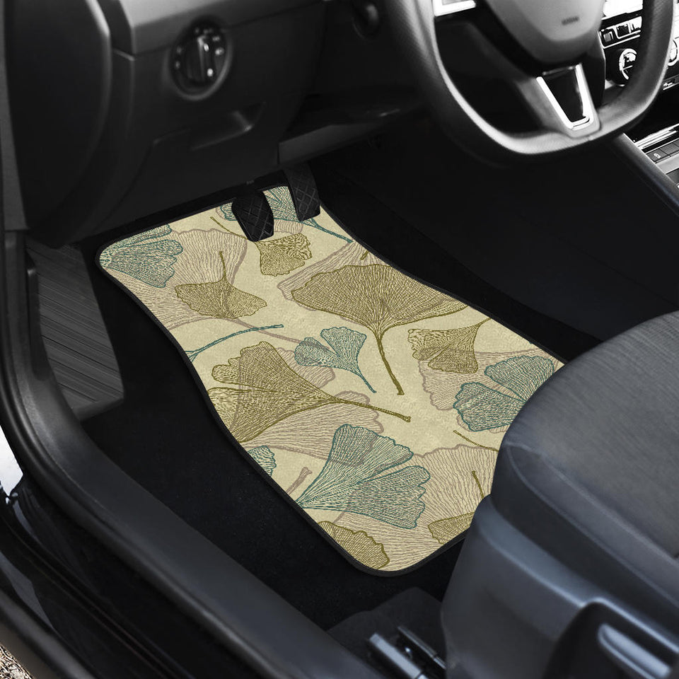 Ginkgo Leaves Design Pattern Front And Back Car Mats