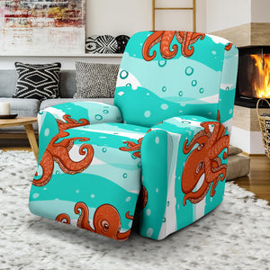 Octopuses Sea Wave Background Recliner Chair Slipcover