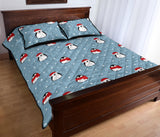 Cute penguin christmas snow pattern Quilt Bed Set