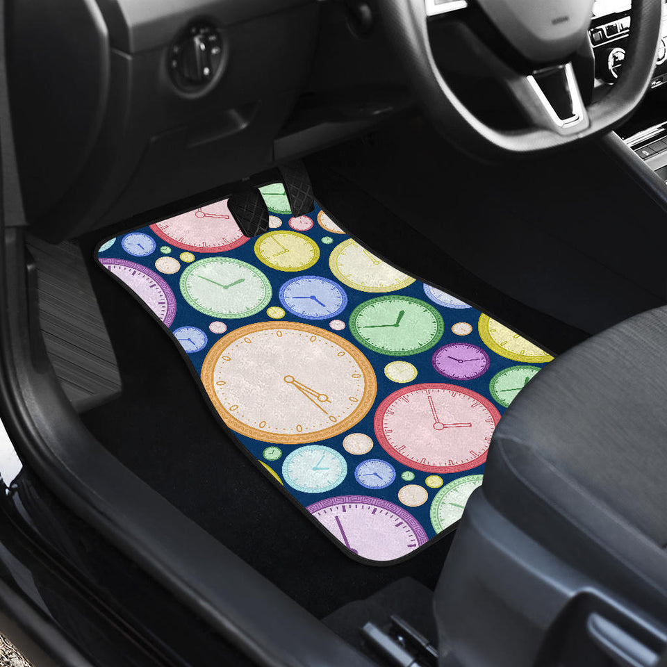 Colorful Clock Background Front And Back Car Mats