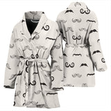 Mustache Beard Pattern Print Design 05 Women's Bathrobe