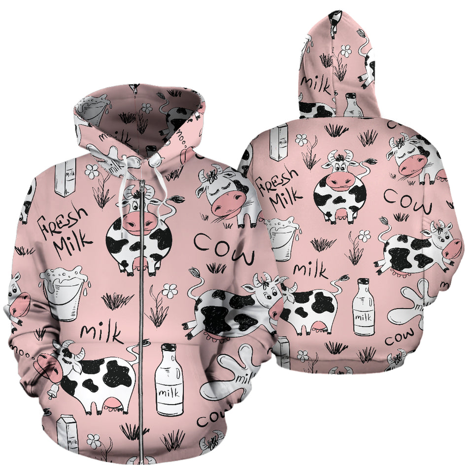 Cows Milk Product Pink Background Zip Up Hoodie