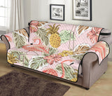 Pink flamingo birds pineapples hibiscus flower pattern Sofa Cover Protector