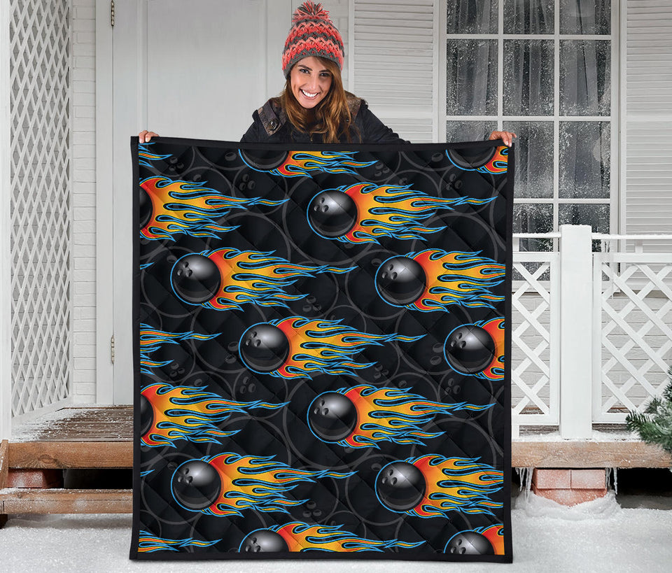 Bowling Balls Flame Pattern Premium Quilt