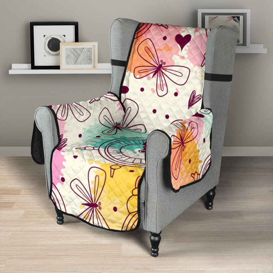 Clock butterfly pattern Chair Cover Protector