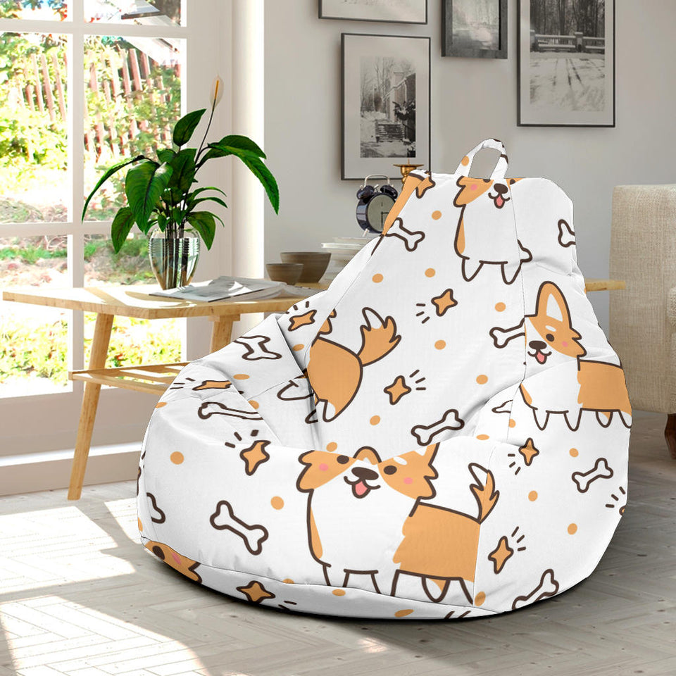 Cute Corgi Heart Star Bone Pattern Bean Bag Cover