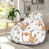 Cute Corgi Heart Star Bone Pattern Bean Bag Cover