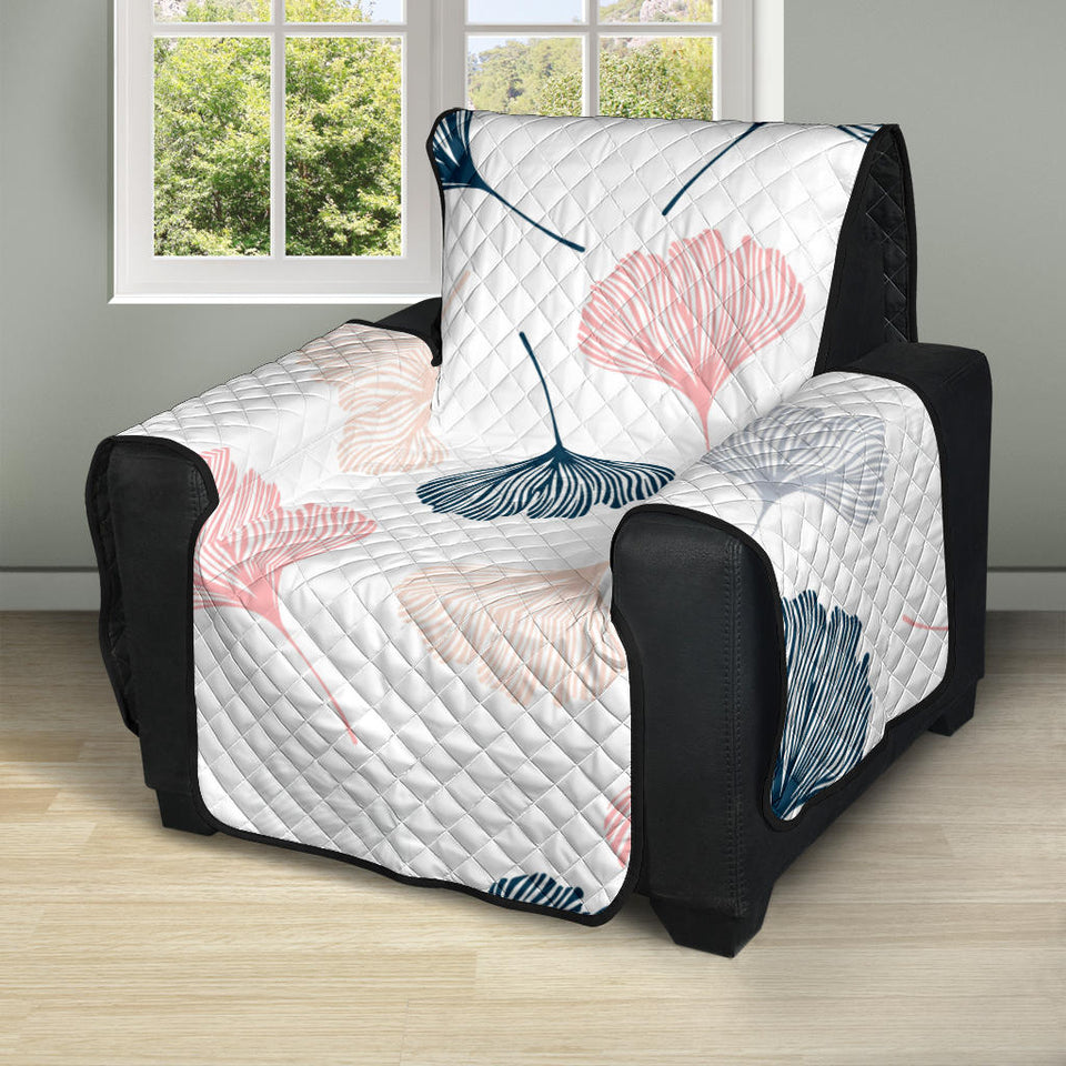 Black Gray Cream coral ginkgo leaves pattern Recliner Cover Protector