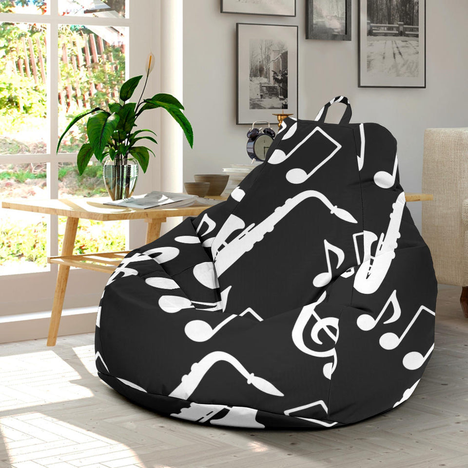 Saxophone Music Notes Treble Clef Black White Theme Bean Bag Cover