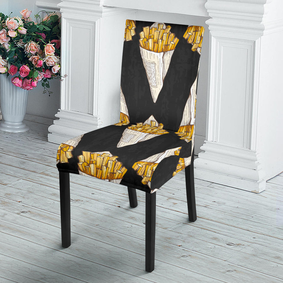 French Fries Dark Background Dining Chair Slipcover