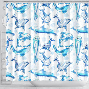 Watercolor Dolphin Pattern Shower Curtain Fulfilled In US