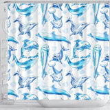 Watercolor Dolphin Pattern Shower Curtain Fulfilled In US