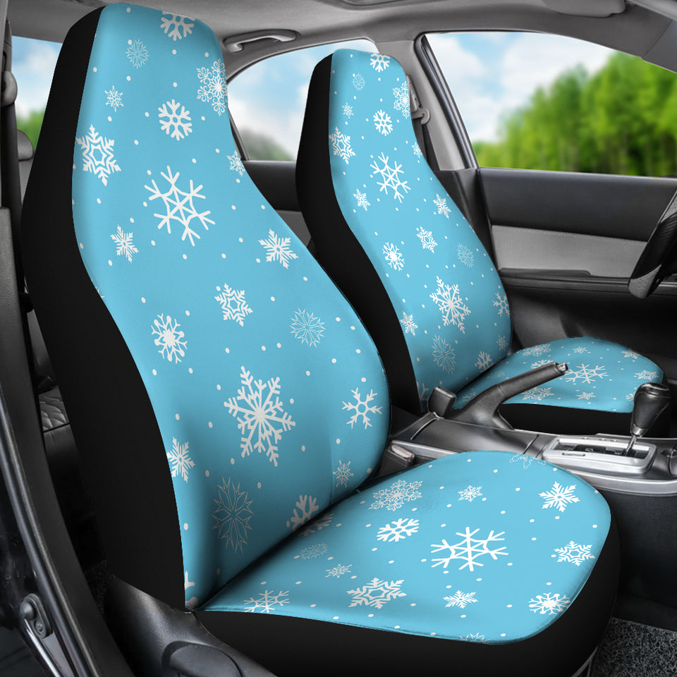 Snowflake Pattern Blue Background  Universal Fit Car Seat Covers