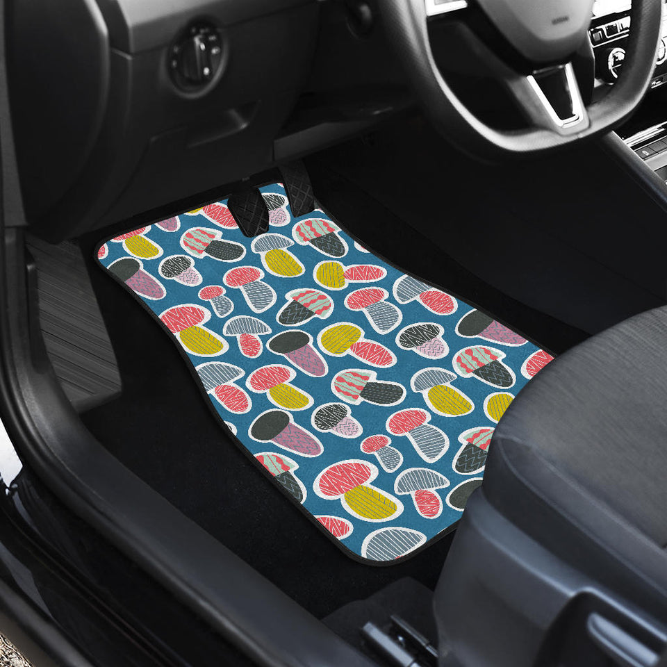 Colorful Mushroom Design Pattern Front Car Mats
