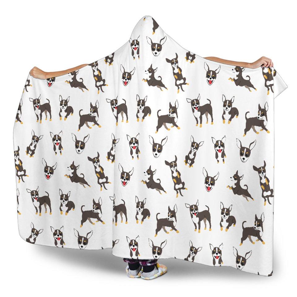 Chihuahua Dog Pattern Hooded Blanket