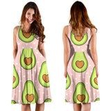 Avocado Heart Pink Background Sleeveless Midi Dress