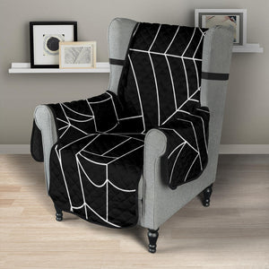 Spider web pattern Black background white cobweb Chair Cover Protector