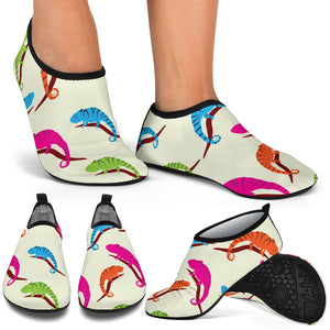 Colorful Chameleon Lizard Pattern Aqua Shoes