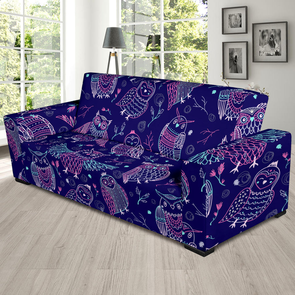 Cute Owls Pattern Boho Style Ornament Sofa Slipcover