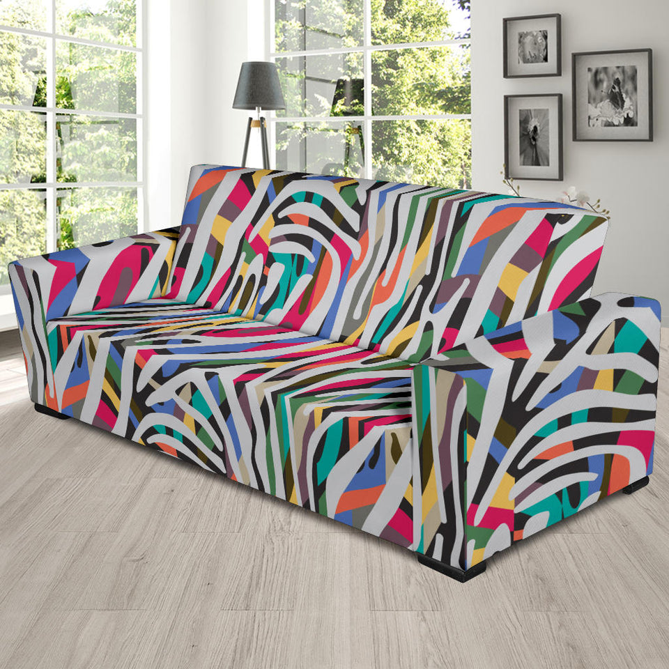 Colorful Zebra Skin Pattern Sofa Slipcover