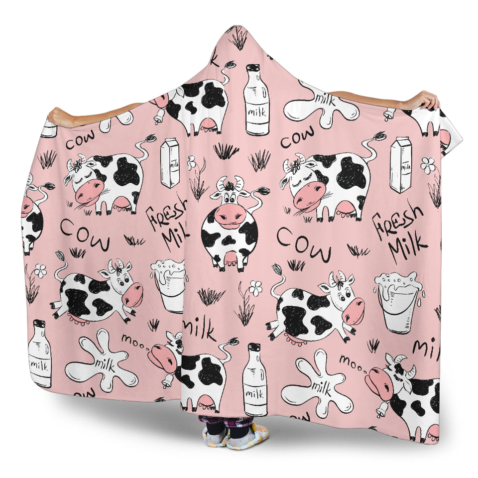 Cows Milk Product Pink Background Hooded Blanket