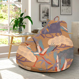 Bonsai Bamboo Stork Japanese Pattern Brown Theme Bean Bag Cover