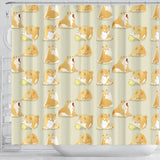 Cute Fat Shiba Inu Dog Pattern Shower Curtain Fulfilled In US