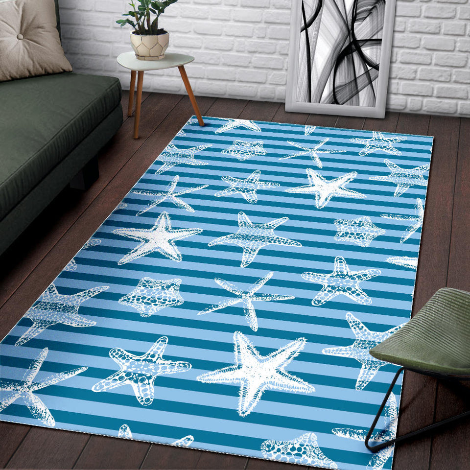 Starfish Blue Blackground Area Rug