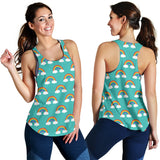 Rainbow pattern green background Women Racerback Tank Top
