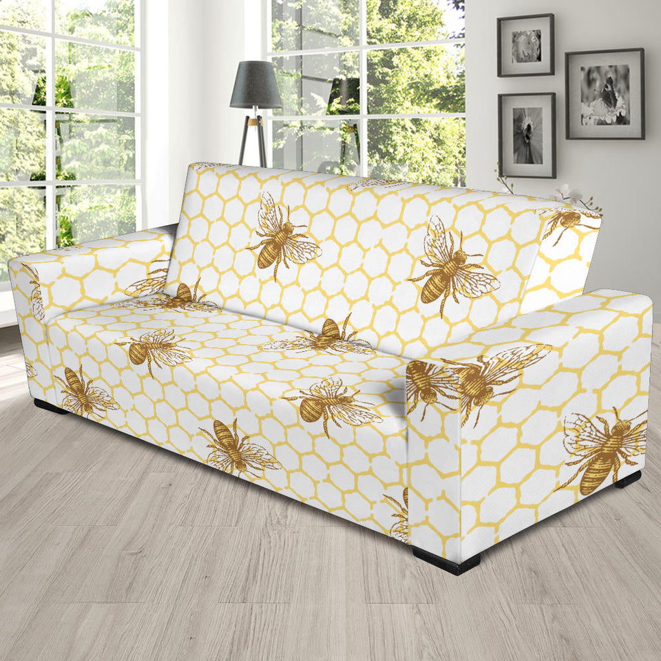 Bee Honeycomb Seamless Design Pattern Sofa Slipcover