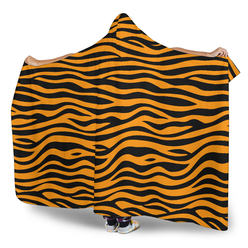 Bengal Tigers Skin Print Pattern Background Hooded Blanket