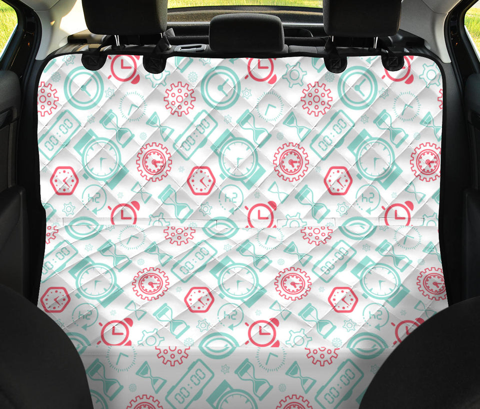 Clock Time Pattern Blackground Dog Car Seat Covers