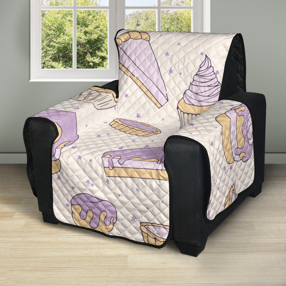 Cakes pies tarts muffins and eclairs purple blueberry topping pattern Recliner Cover Protector